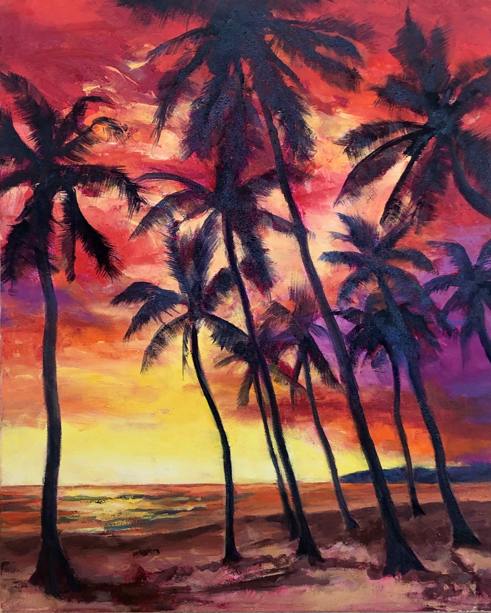 Sunset Palms by Louise Neathery Art